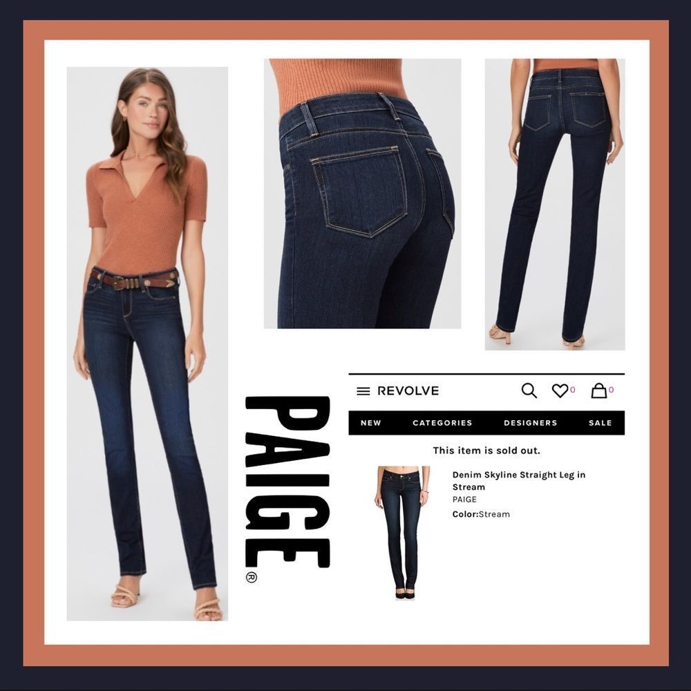Revolve Paige Skyline Straight Jeans in Stream Wash Size 29